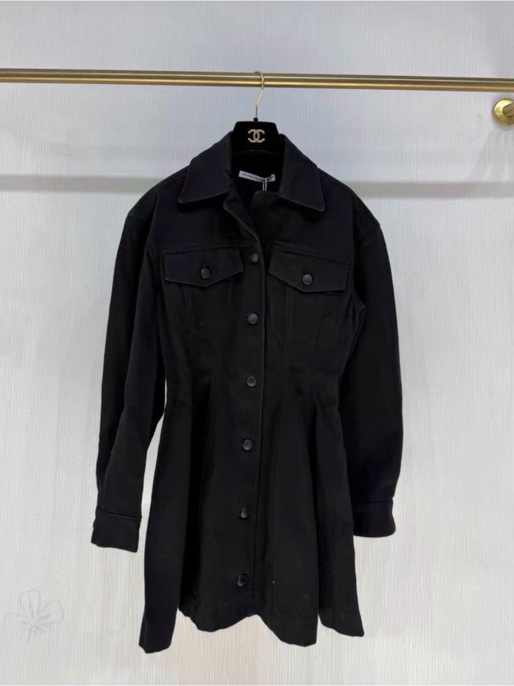 🚩steal Alexander Wang Black Button-Front Longline Jean Jacket